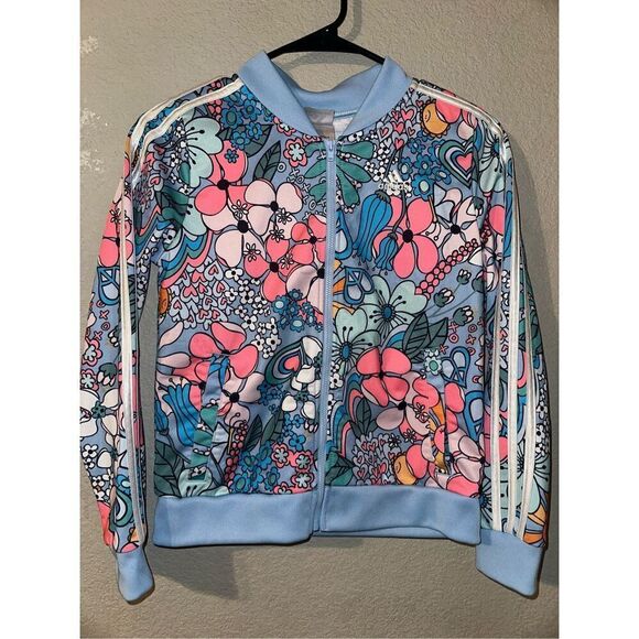 Adidas Floral Print Girls Jacket - Picture 1 of 6